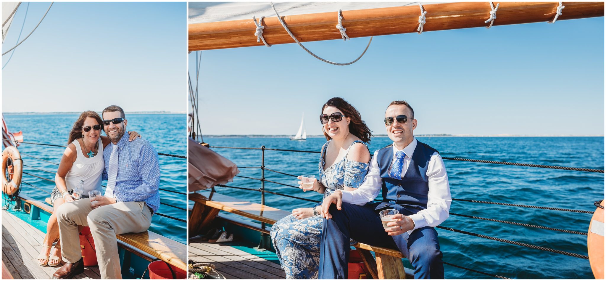 smiling ship guests - boat wedding photography