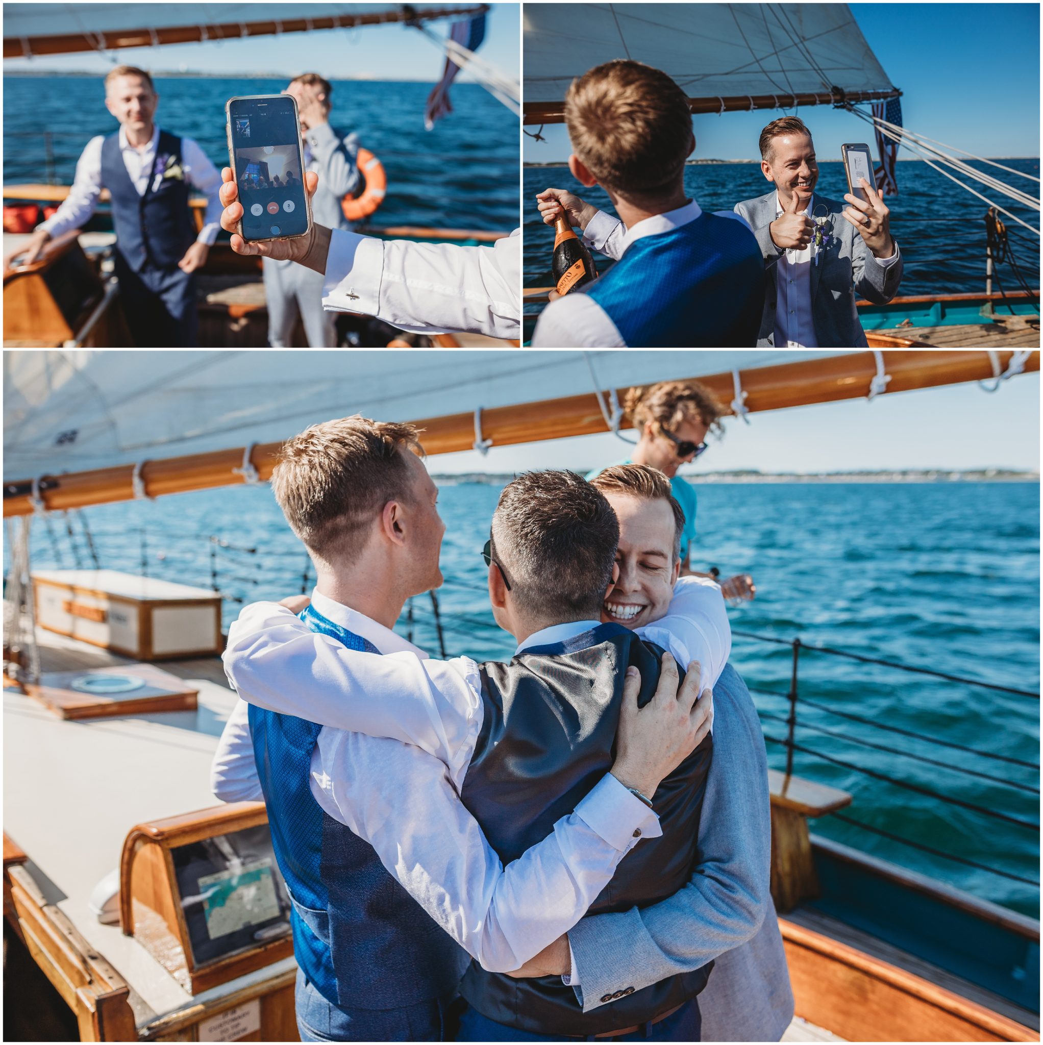 grooms face timing ceremony - ma boat wedding photography