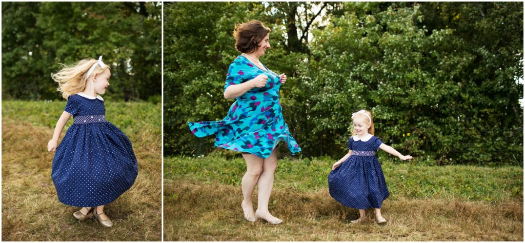 mother and daughter twirling skirts - boston portrait photographer