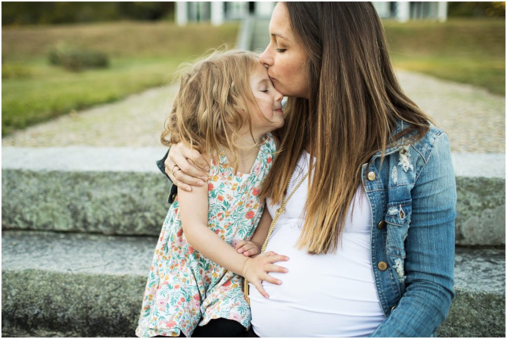 mother kissing daughter's forehead - ma maternity portraits