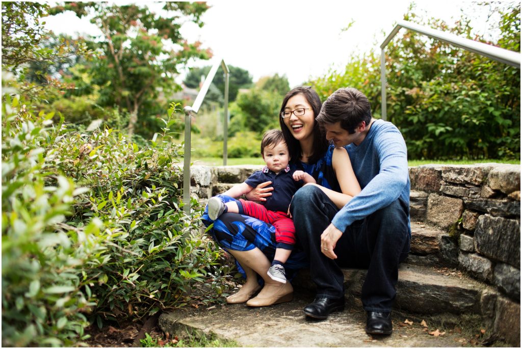 family-sitting-on-stairs-in-garden-boston-photographer