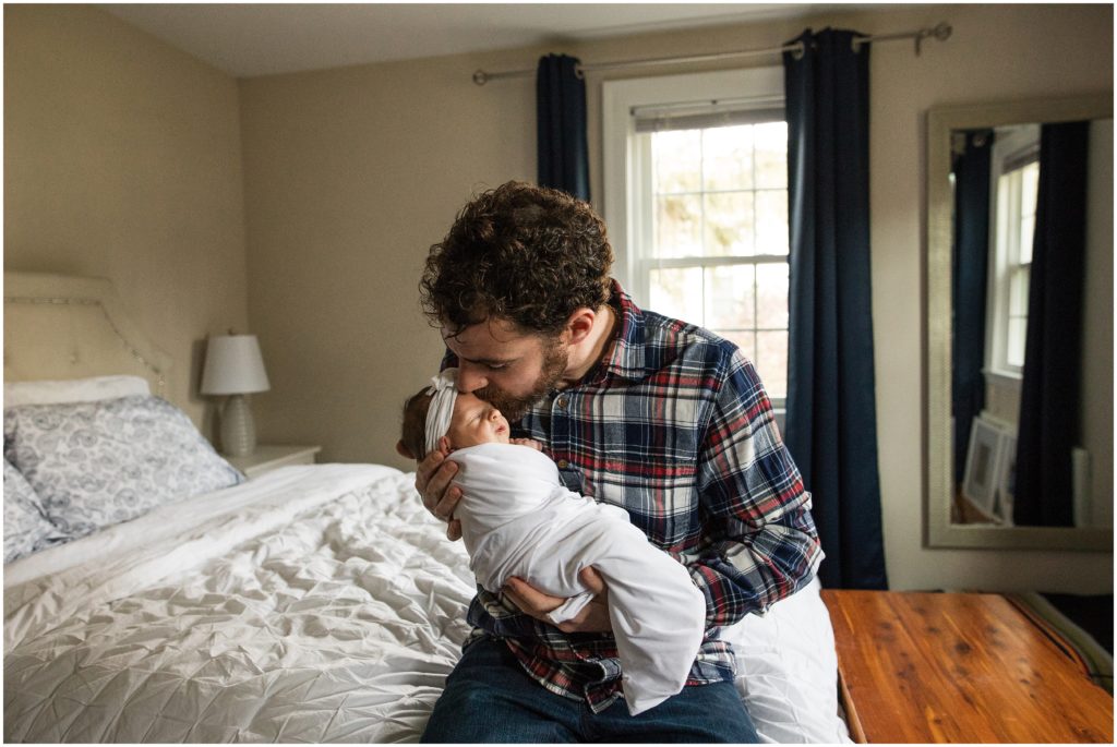 dad-kissing-newborn-boston-baby-photography