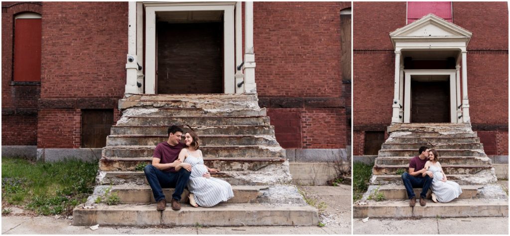 pregnant-couple-crumbling-stairs-photography
