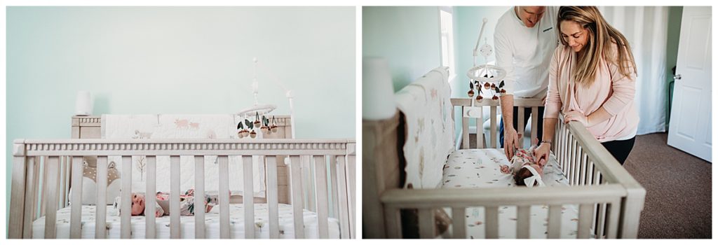 parents-leaning-over-crib-boston-newborn-photographer