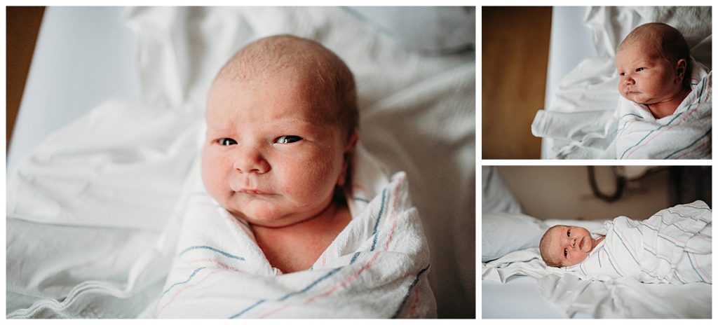 portrait-of-newborn-baby-in-hospital-blanket-boston-newborn-photographer
