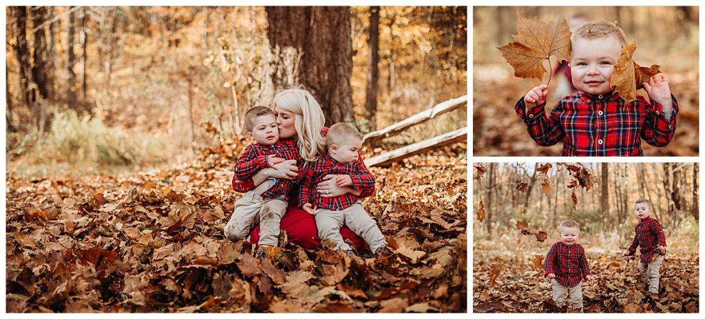 kids-under-5-in-leaf-pile-with-mom-boston-family-photographer