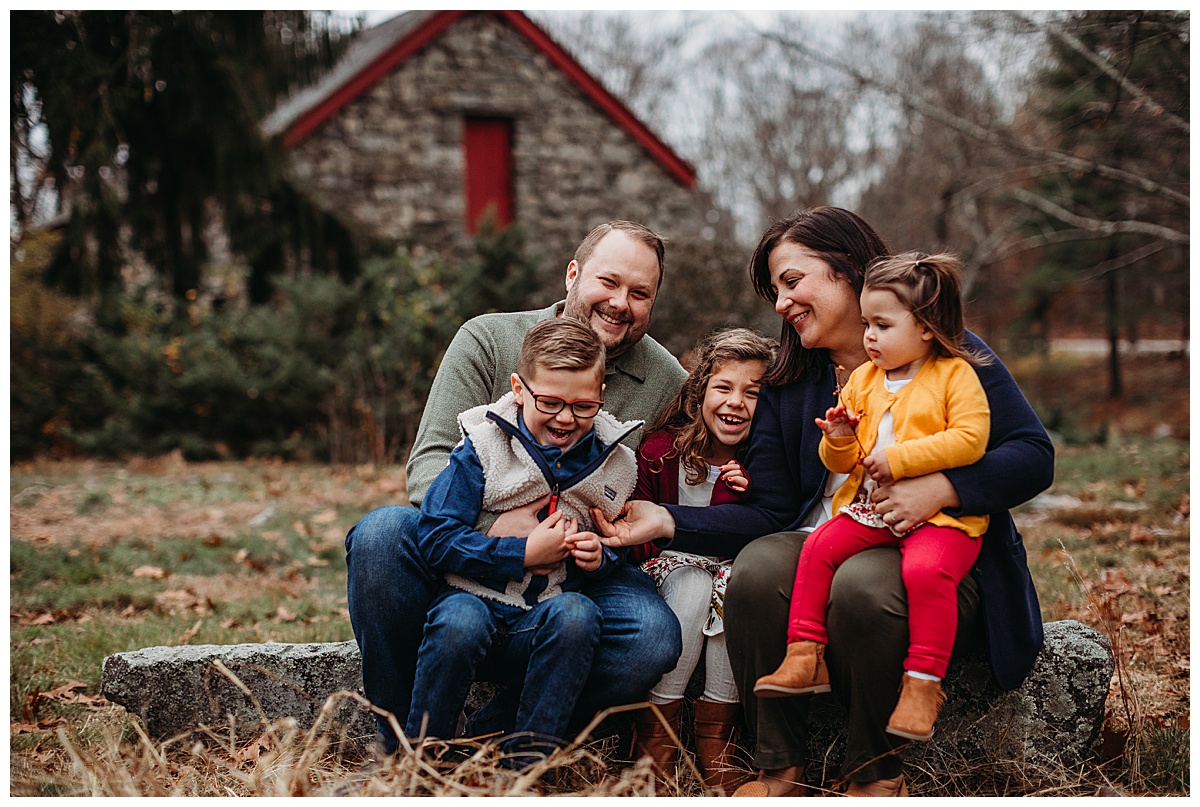 family-of-five-on-rock-boston-family-photography