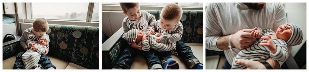 big brothers holding new little brother in fresh 48 photography shoot