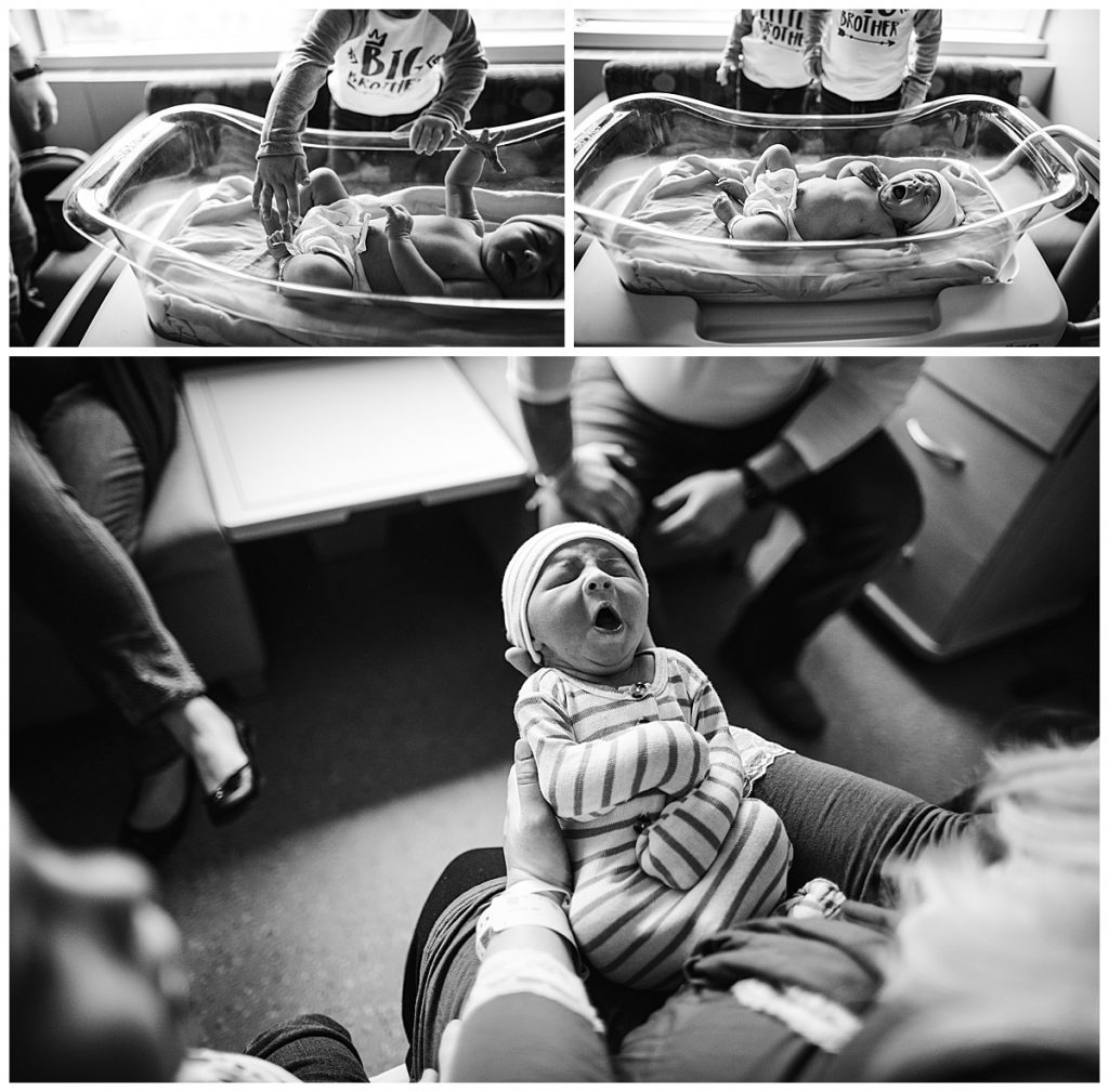 baby yawning during a boston fresh 48 hospital session