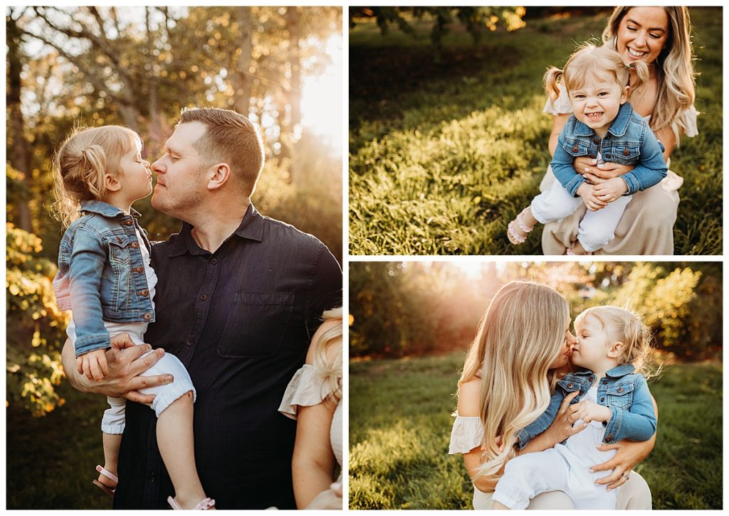 family snuggling each other during golden hour photo shoot
