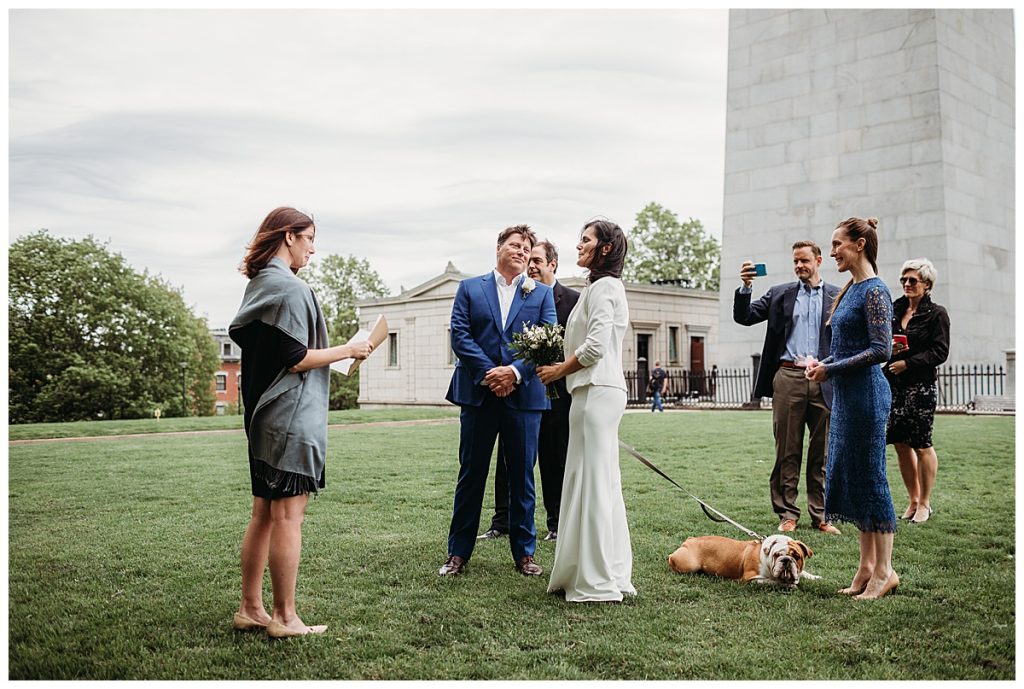 wedding ceremony on top of bunker hill in boston