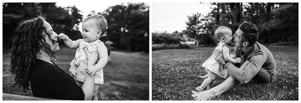 black and white images of parents playing with kids