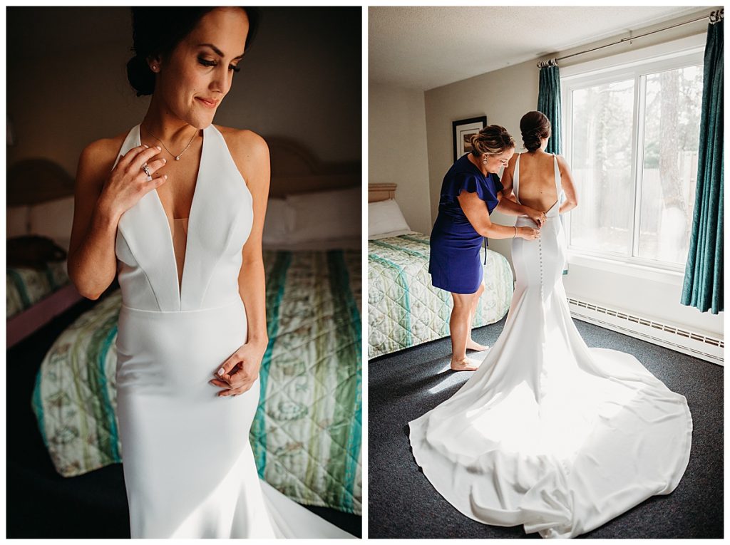 massachusetts intimate wedding photographer captures bride and sister getting ready