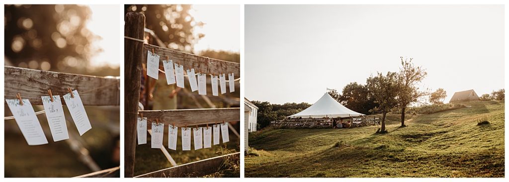 pull back of a farm tented wedding