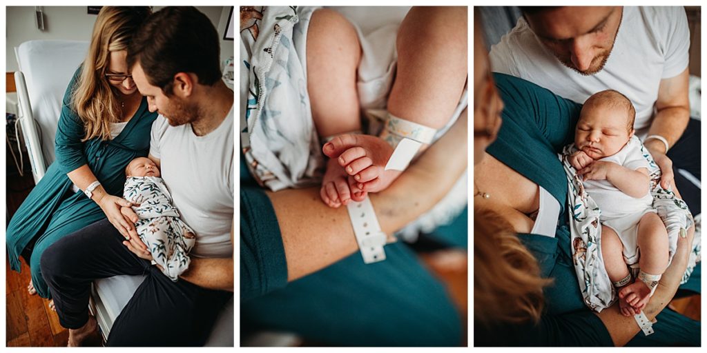 shooting from above during a newborn session in a small space