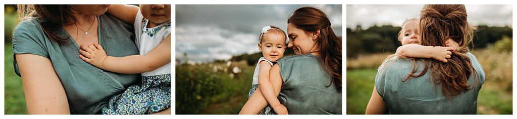 detail images of a toddler girl and her mother during boston family photos