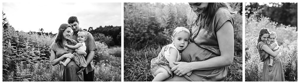 black and white maternity portraits outdoors in boston