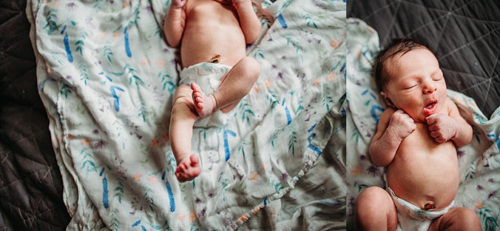 baby laying on blanket during newborn shoot