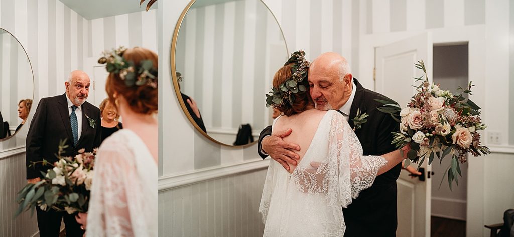 father sees daughter for the first time before wedding