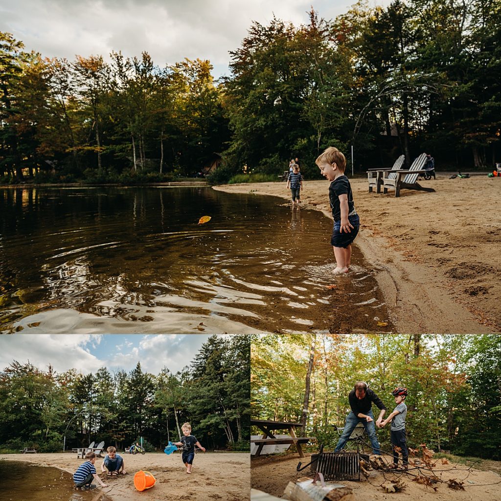 boys at the lake in new hampshire huttopia
