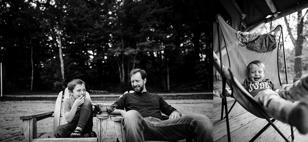 kids hanging out at a glamping site in new hampshire