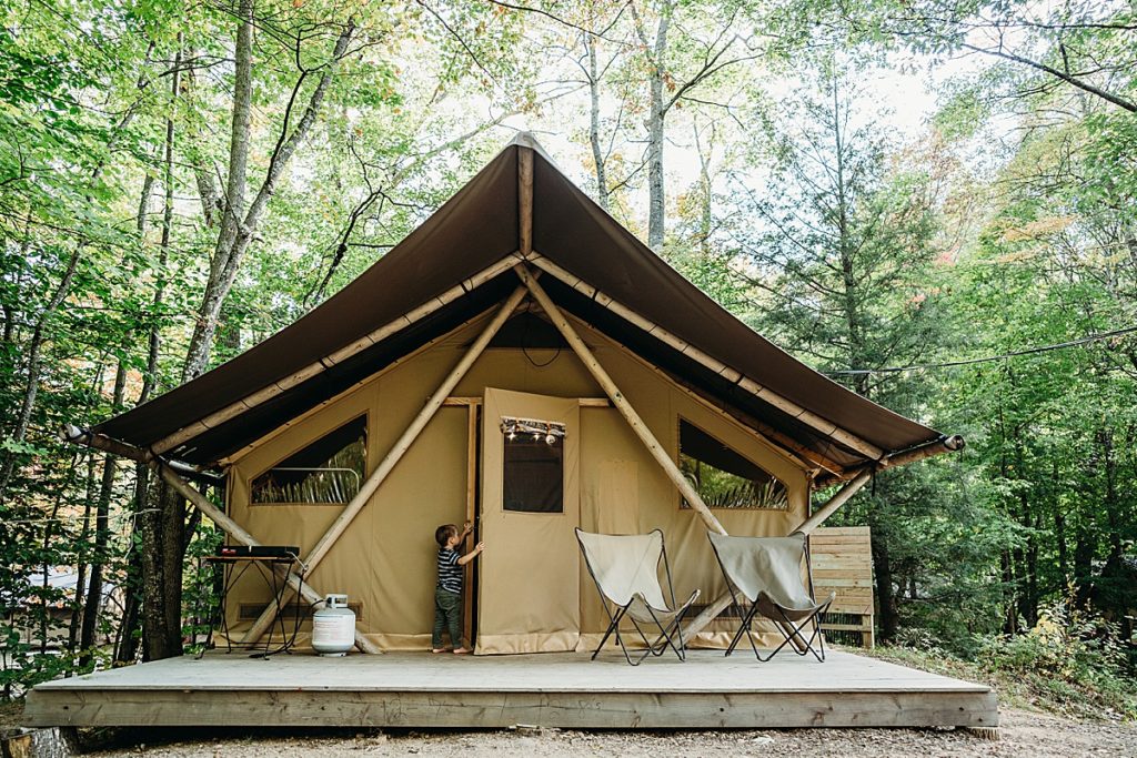 glamping canvas tent at huttopia white mountains