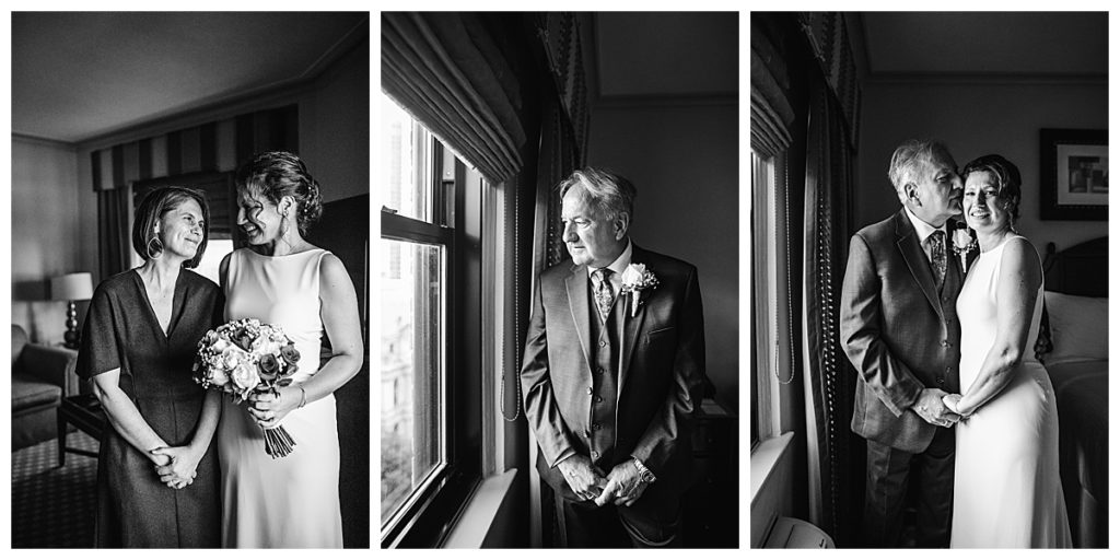 black and white portraits taken at a boston elopement