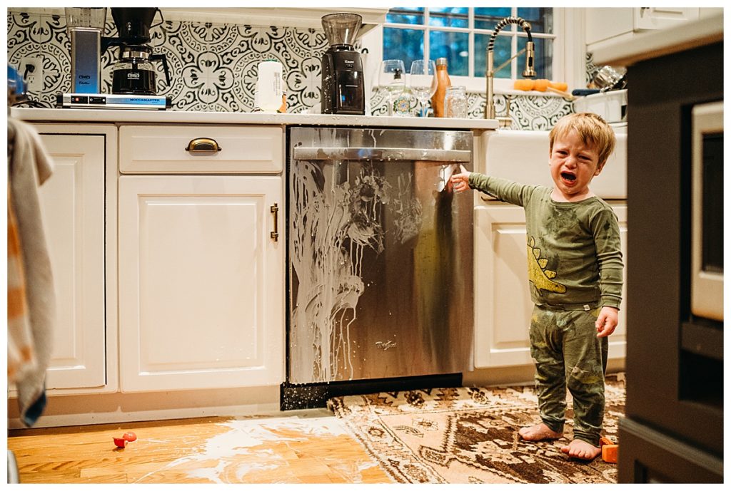 toddler crying over spilled milk