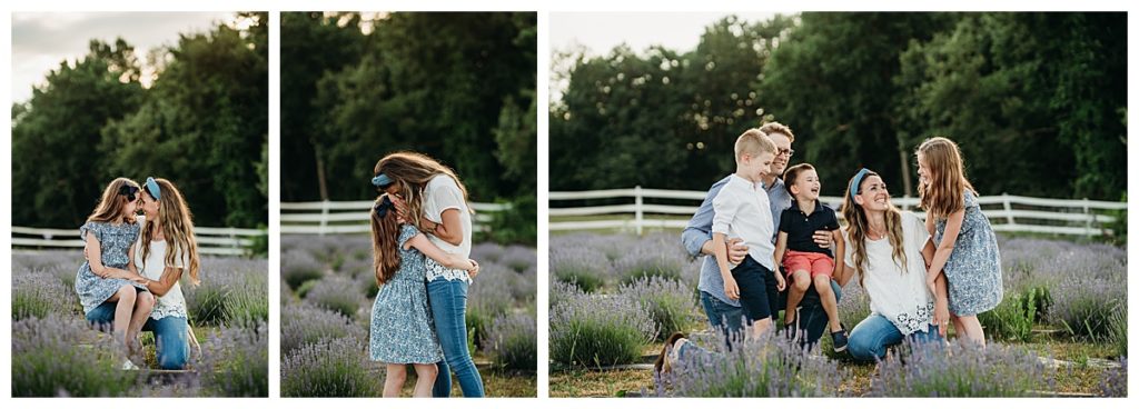 family with big kids in lavender field photo session