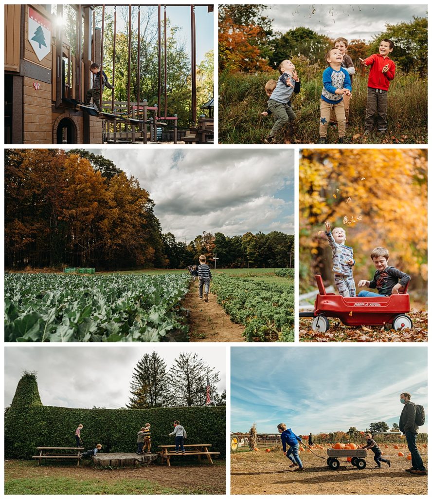 photographing a family of boys outdoors in the autumn