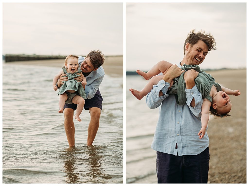 dad dips daughter into beach during boston family photography session tips for mailing list