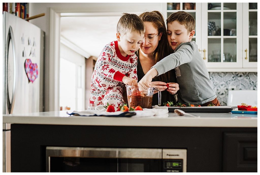 self portrait with sony a7iii of mom cooking with kids