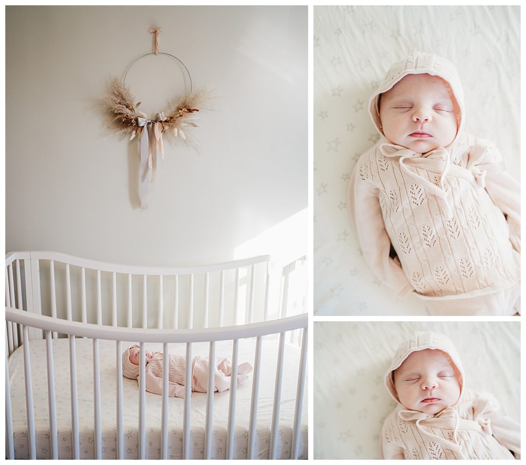 baby girl with vintage nursery style