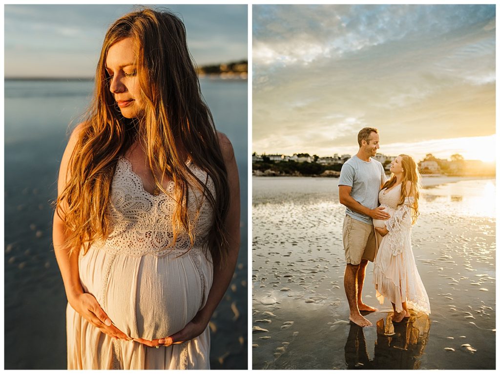 lace maternity dress for beach pregnancy shoot