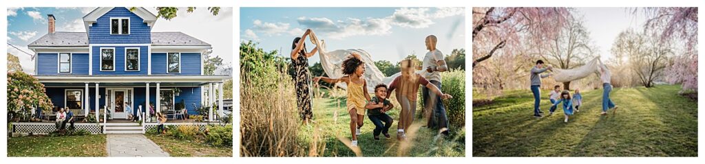 how to pose a family of five with movement oriented images