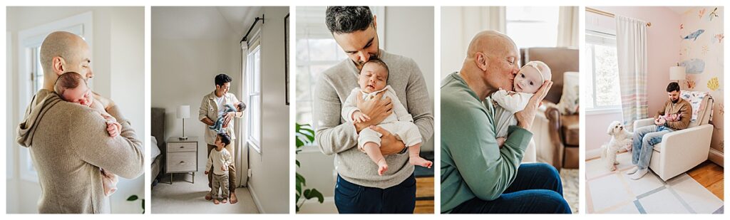 photos of dads dressing for their boston newborn photography sessions