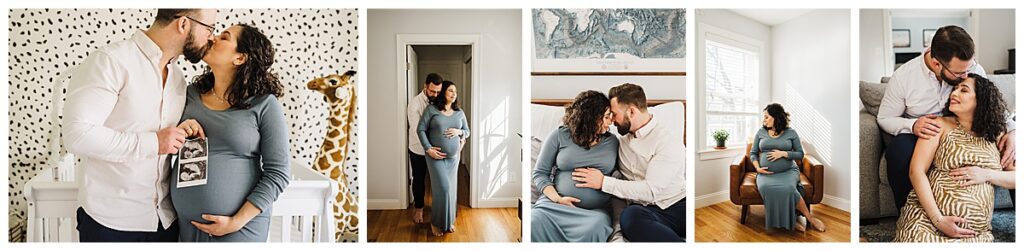 examples of maternity photoshoots in boston that take place in a home