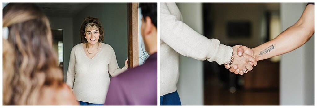 real estate agent shakes hand with a client in boston