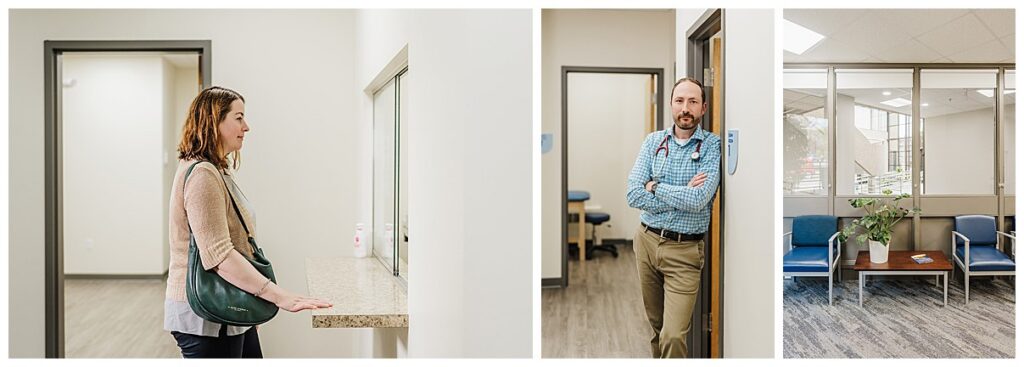 a woman checks in at a doctors office in boston