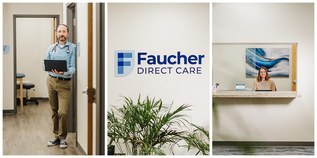 casual doctor with warm vibes welcomes patients to his direct care office in boston