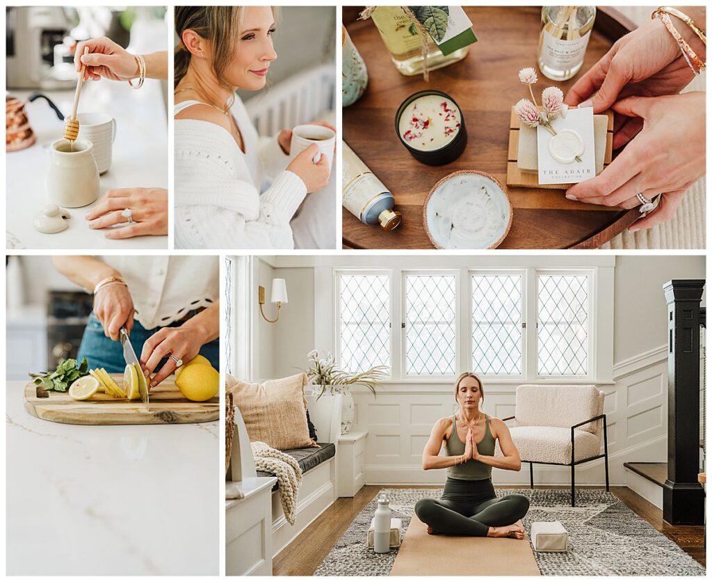 Boston branding photography session showing lifestyle brand details for a wellness entrepreneur
